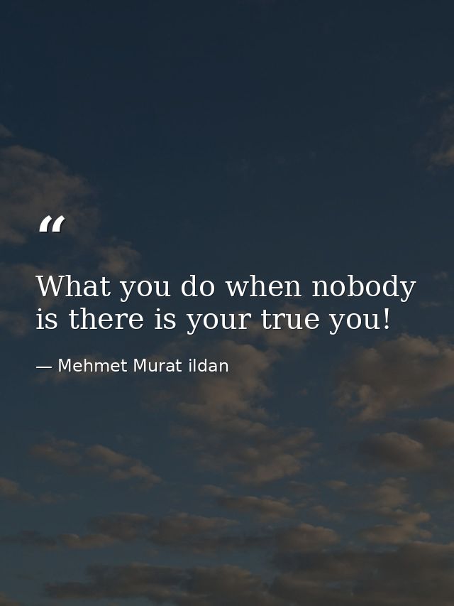 What you do when nobody is there is your true you! — Mehmet Murat ildan