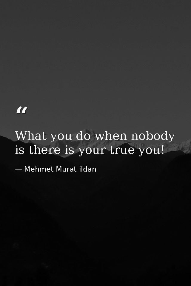 What you do when nobody is there is your true you! — Mehmet Murat ildan