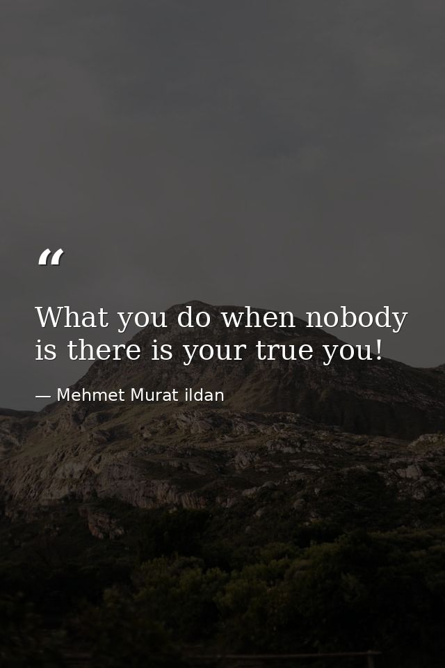 What you do when nobody is there is your true you! — Mehmet Murat ildan