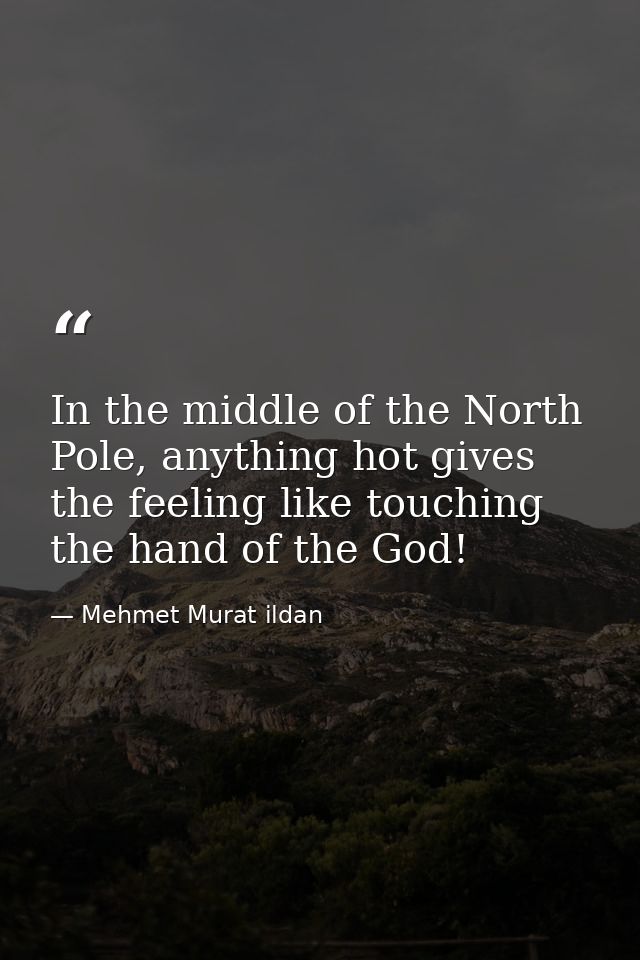In the middle of the North Pole, anything hot gives the feeling like touching the hand of the God! — Mehmet Murat ildan