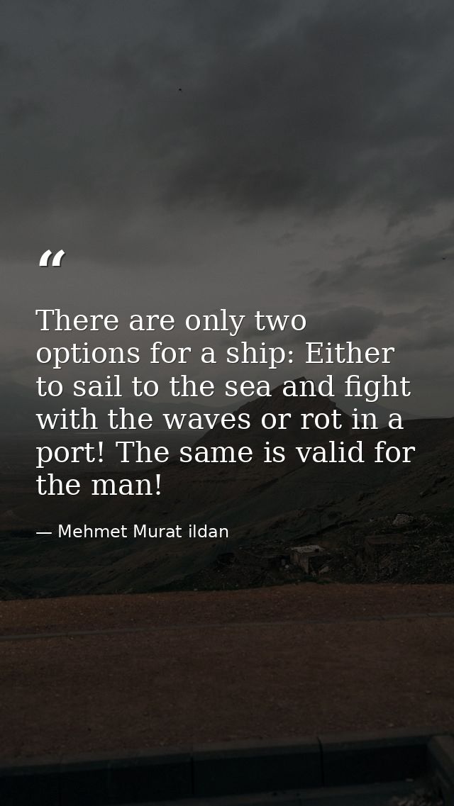 There are only two options for a ship: Either to sail to the sea and fight with the waves or rot in a port! The same is  — Mehmet Murat ildan