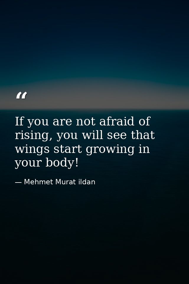 If you are not afraid of rising, you will see that wings start growing in your body! — Mehmet Murat ildan