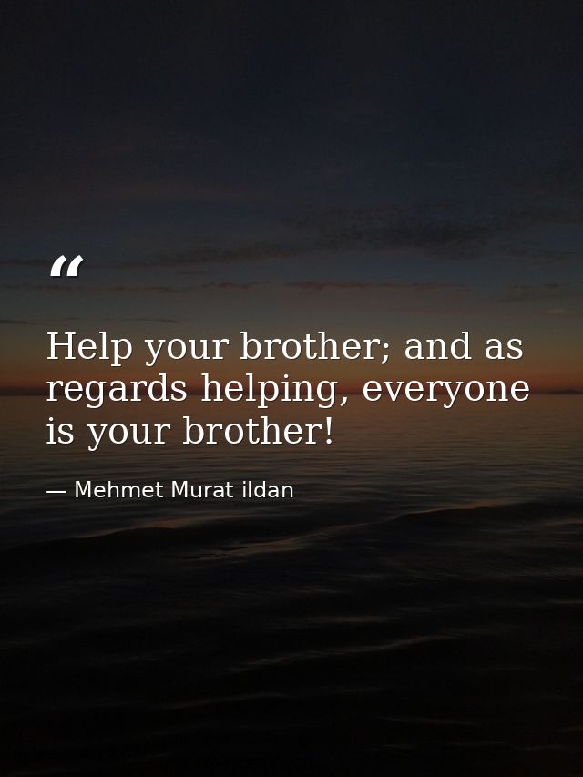 Help your brother; and as regards helping, everyone is your brother! — Mehmet Murat ildan
