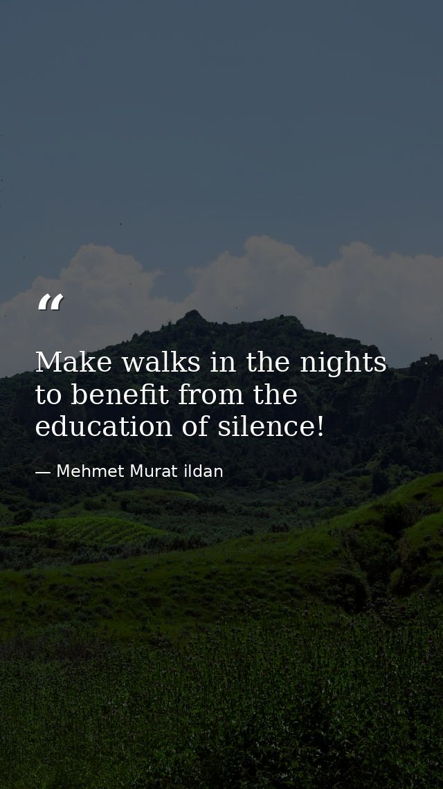 Make walks in the nights to benefit from the education of silence! — Mehmet Murat ildan