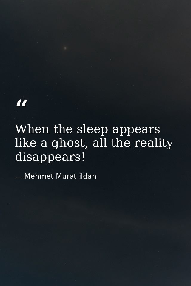When the sleep appears like a ghost, all the reality disappears! — Mehmet Murat ildan