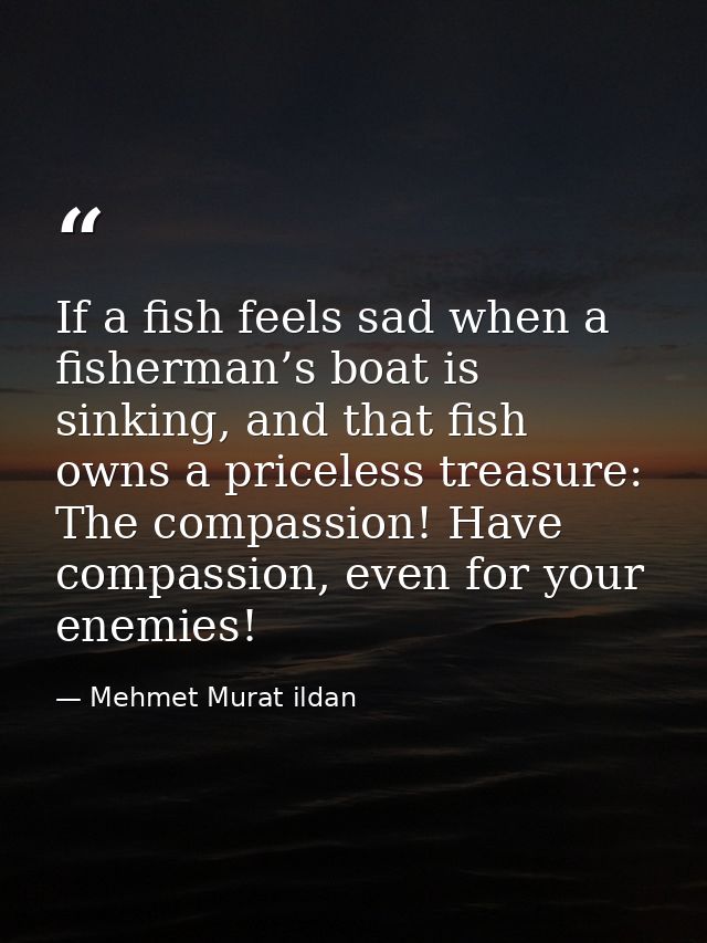 If a fish feels sad when a fisherman’s boat is sinking, and that fish owns a priceless treasure: The compassion! Have co — Mehmet Murat ildan