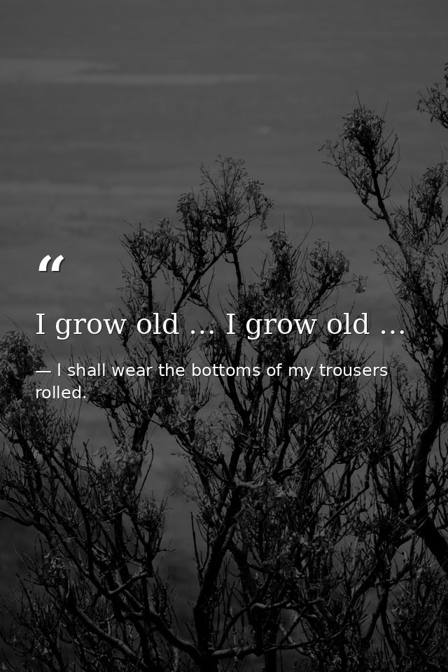 I grow old … I grow old … — I shall wear the bottoms of my trousers rolled.