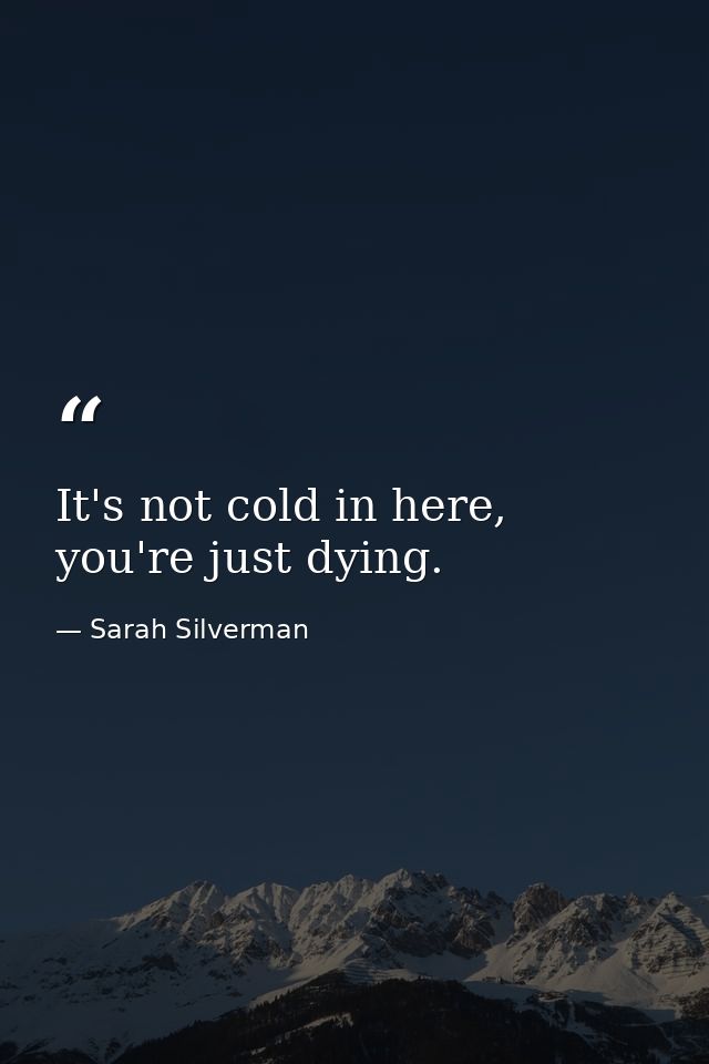 It's not cold in here, you're just dying. — Sarah Silverman