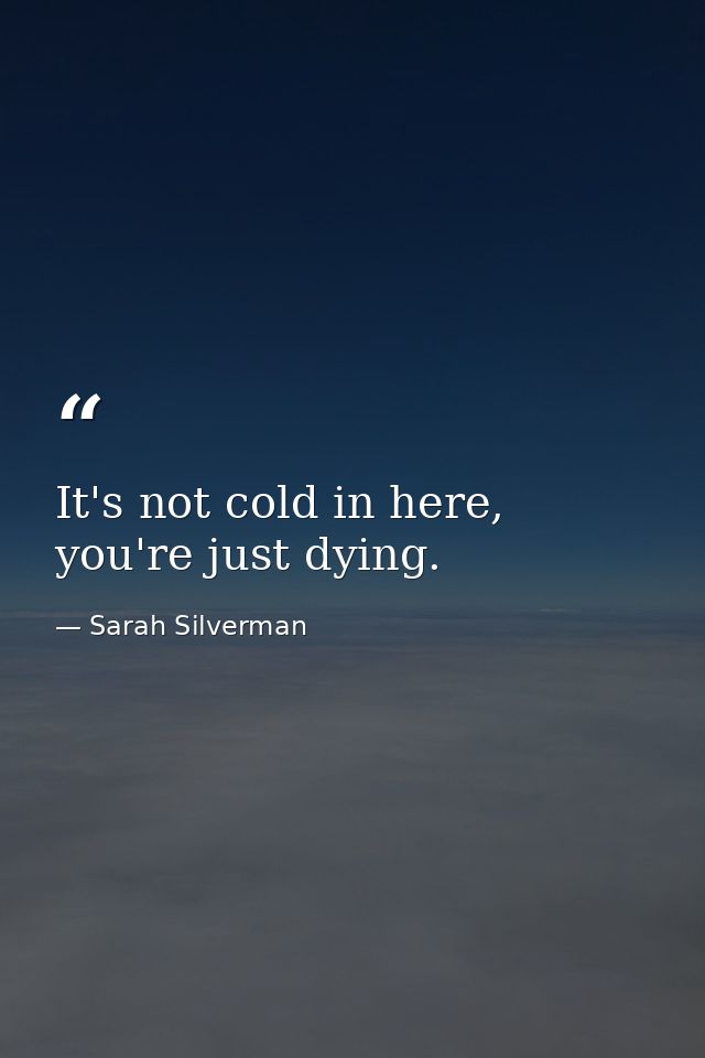 It's not cold in here, you're just dying. — Sarah Silverman