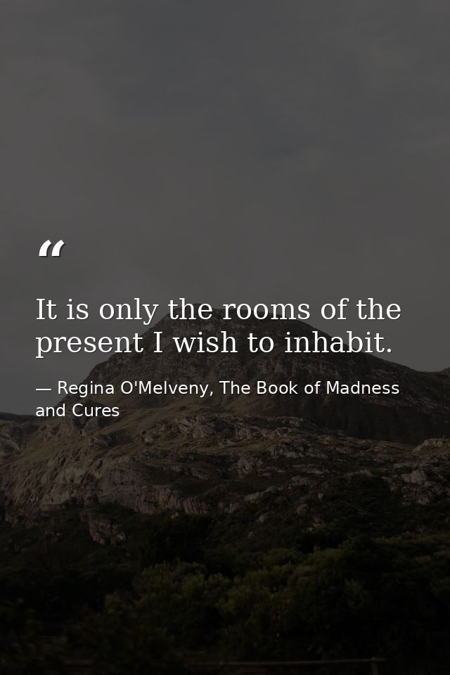 It is only the rooms of the present I wish to inhabit. — Regina O'Melveny, The Book of Madness and Cures