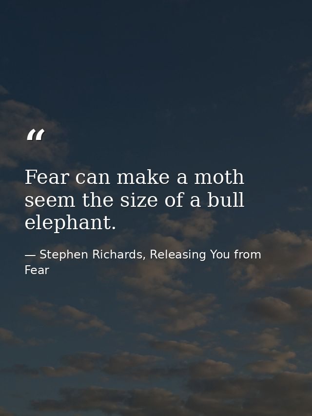 Fear can make a moth seem the size of a bull elephant. — Stephen Richards, Releasing You from Fear