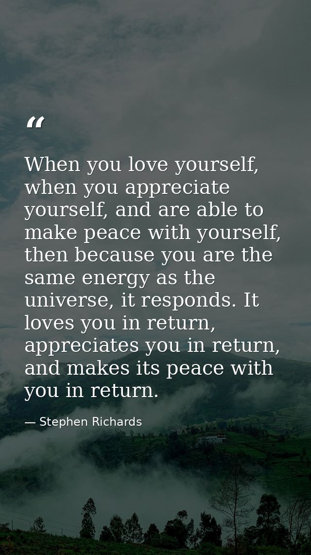 When you love yourself, when you appreciate yourself, and are able to make peace with yourself, then because you are the — Stephen Richards