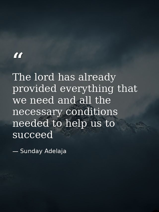 The lord has already provided everything that we need and all the necessary conditions needed to help us to succeed — Sunday Adelaja