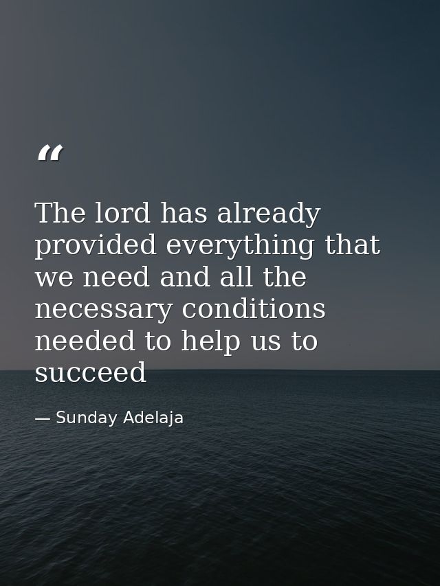 The lord has already provided everything that we need and all the necessary conditions needed to help us to succeed — Sunday Adelaja