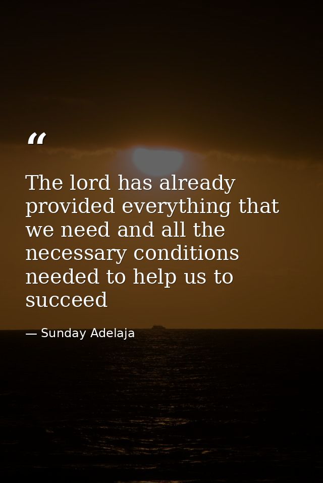 The lord has already provided everything that we need and all the necessary conditions needed to help us to succeed — Sunday Adelaja