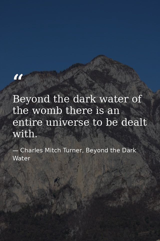 Beyond the dark water of the womb there is an entire universe to be dealt with. — Charles Mitch Turner, Beyond the Dark Water