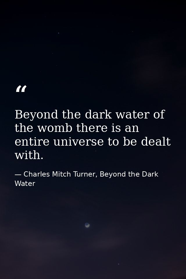Beyond the dark water of the womb there is an entire universe to be dealt with. — Charles Mitch Turner, Beyond the Dark Water