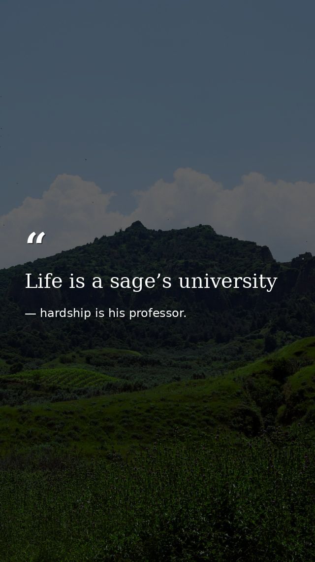 Life is a sage’s university — hardship is his professor.