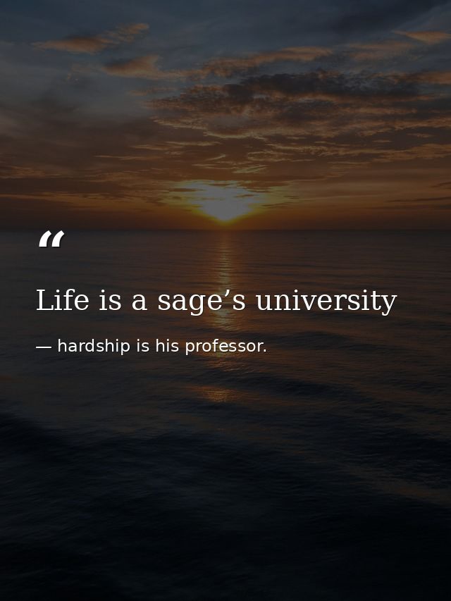 Life is a sage’s university — hardship is his professor.