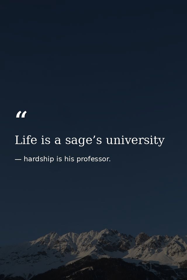 Life is a sage’s university — hardship is his professor.