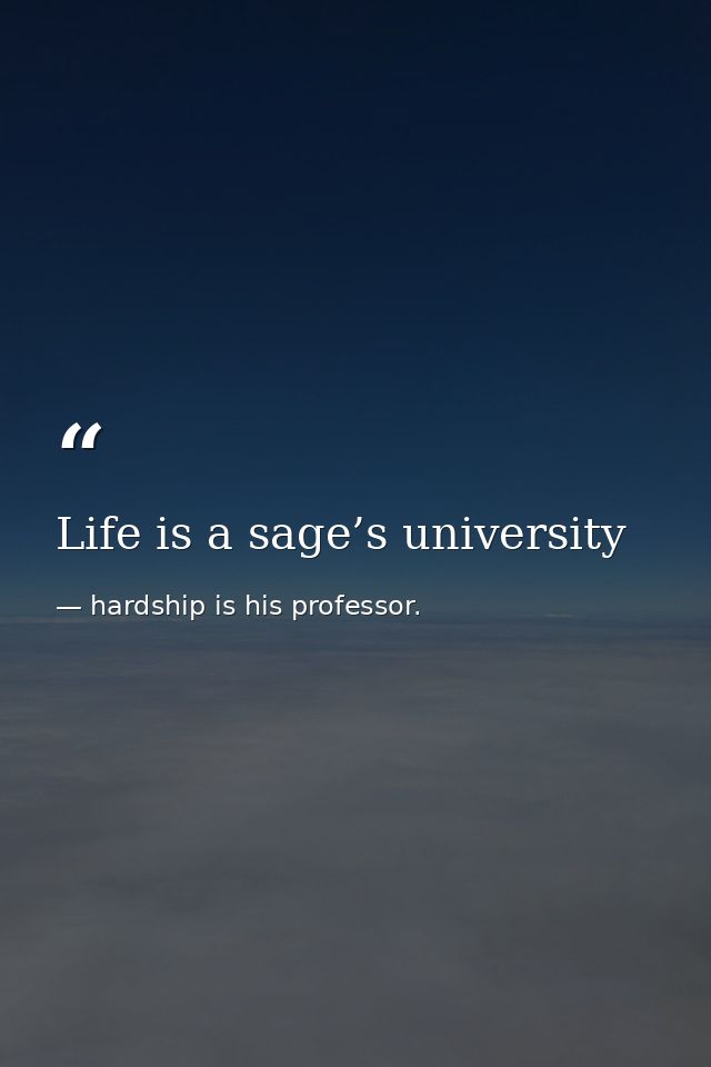 Life is a sage’s university — hardship is his professor.