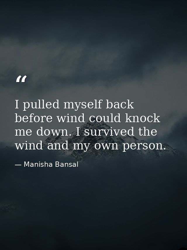 I pulled myself back before wind could knock me down. I survived the wind and my own person. — Manisha Bansal