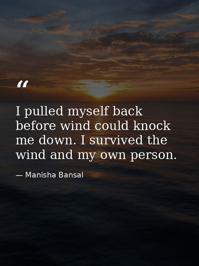 I pulled myself back before wind could knock me down. I survived the wind and my own person. — Manisha Bansal