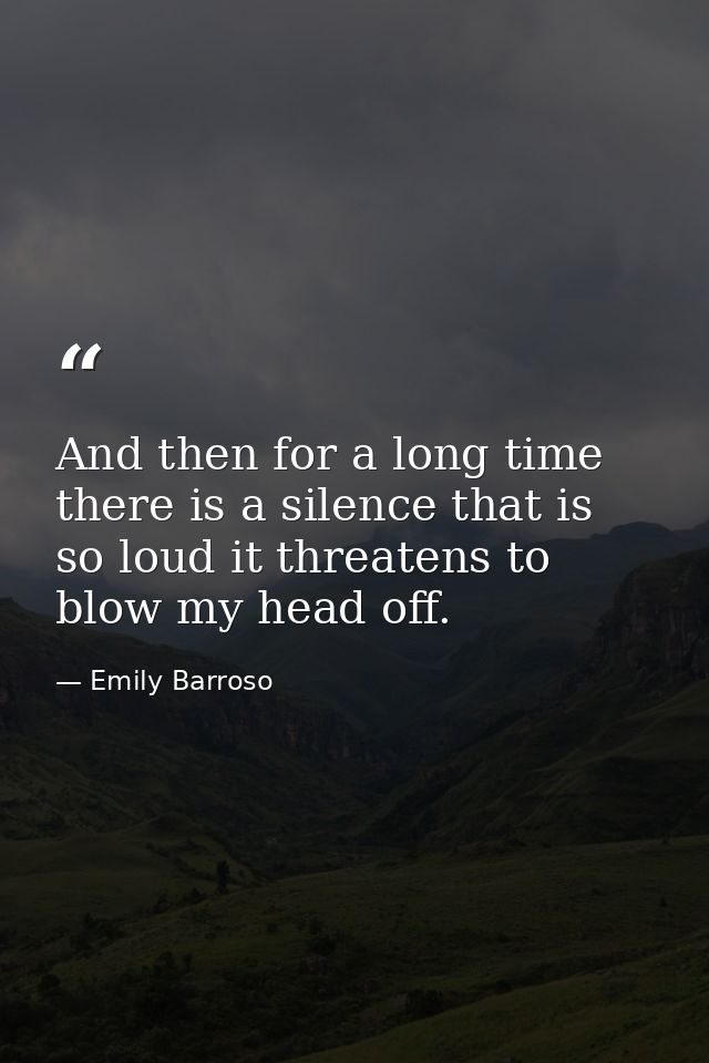 And then for a long time there is a silence that is so loud it threatens to blow my head off. — Emily Barroso