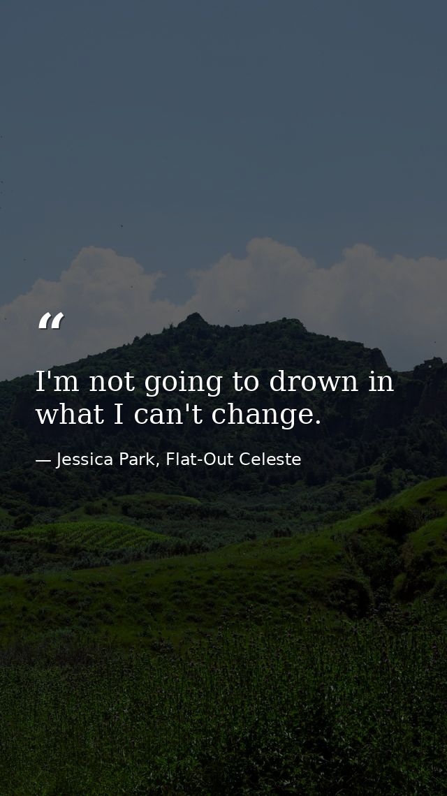 I'm not going to drown in what I can't change. — Jessica Park, Flat-Out Celeste