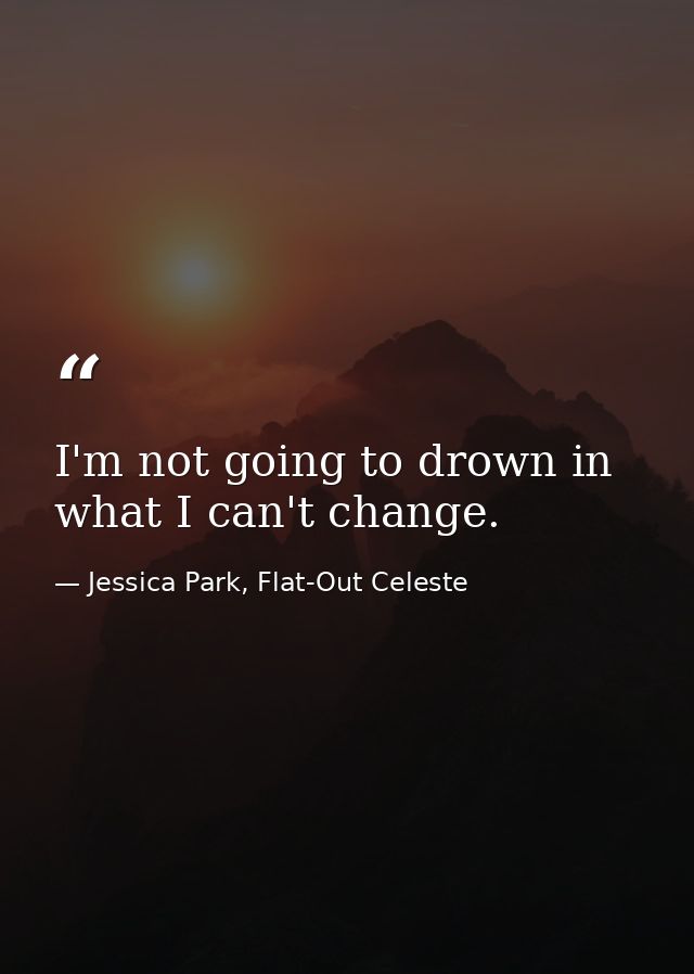 I'm not going to drown in what I can't change. — Jessica Park, Flat-Out Celeste