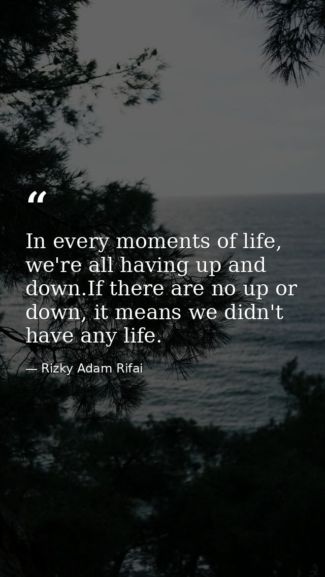 In every moments of life, we're all having up and down.If there are no up or down, it means we didn't have any life. — Rizky Adam Rifai