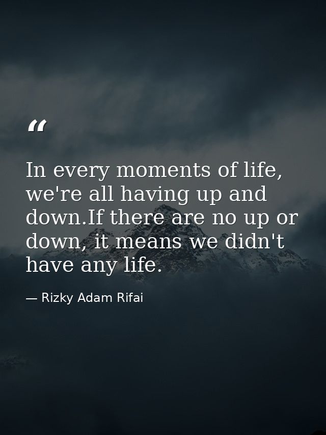 In every moments of life, we're all having up and down.If there are no up or down, it means we didn't have any life. — Rizky Adam Rifai