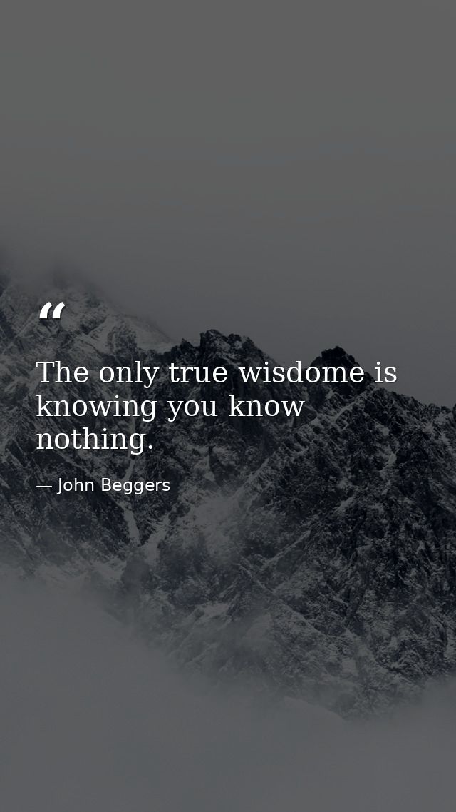 The only true wisdome is knowing you know nothing. — John Beggers