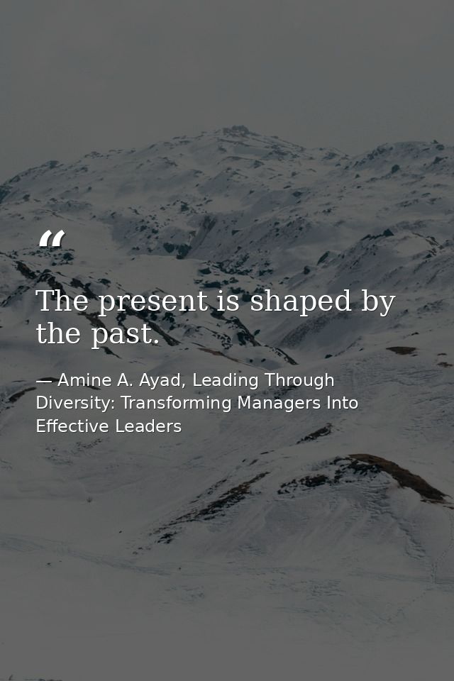 The present is shaped by the past. — Amine A. Ayad, Leading Through Diversity: Transforming Managers Into Effective Leaders
