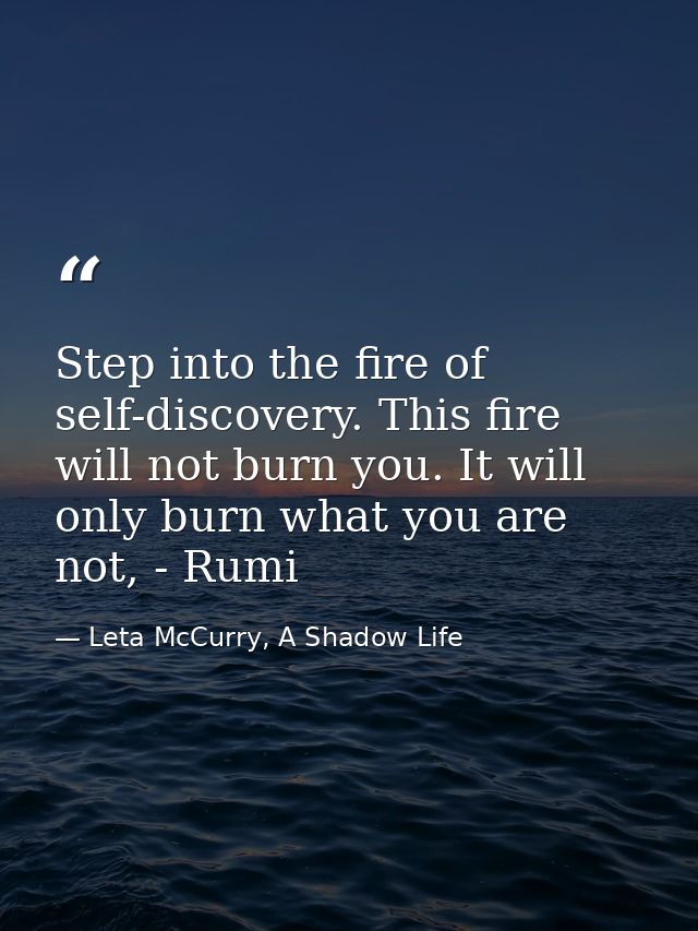 Step into the fire of self-discovery. This fire will not burn you. It will only burn what you are not, - Rumi — Leta McCurry, A Shadow Life