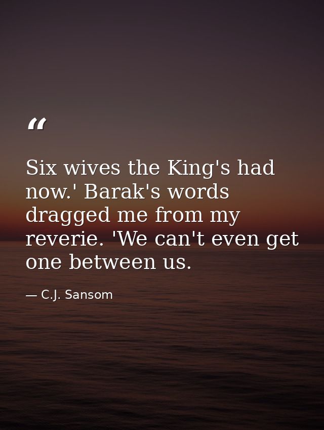 Six wives the King's had now.' Barak's words dragged me from my reverie. 'We can't even get one between us. — C.J. Sansom