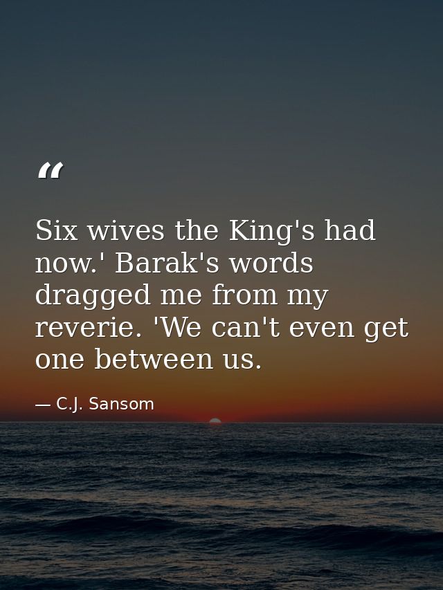 Six wives the King's had now.' Barak's words dragged me from my reverie. 'We can't even get one between us. — C.J. Sansom