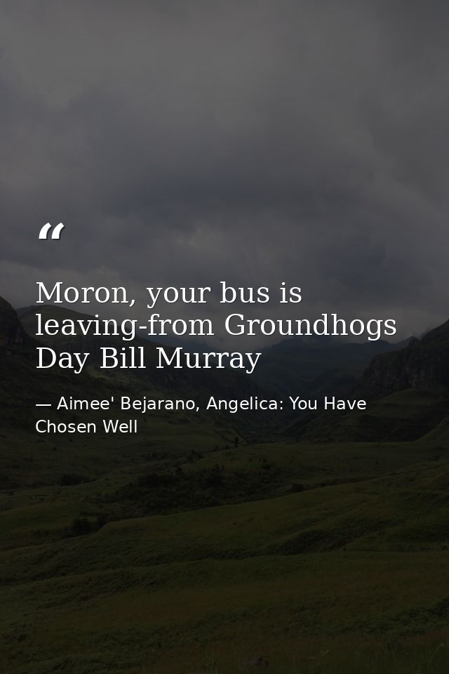 Moron, your bus is leaving-from Groundhogs Day Bill Murray — Aimee' Bejarano, Angelica: You Have Chosen Well