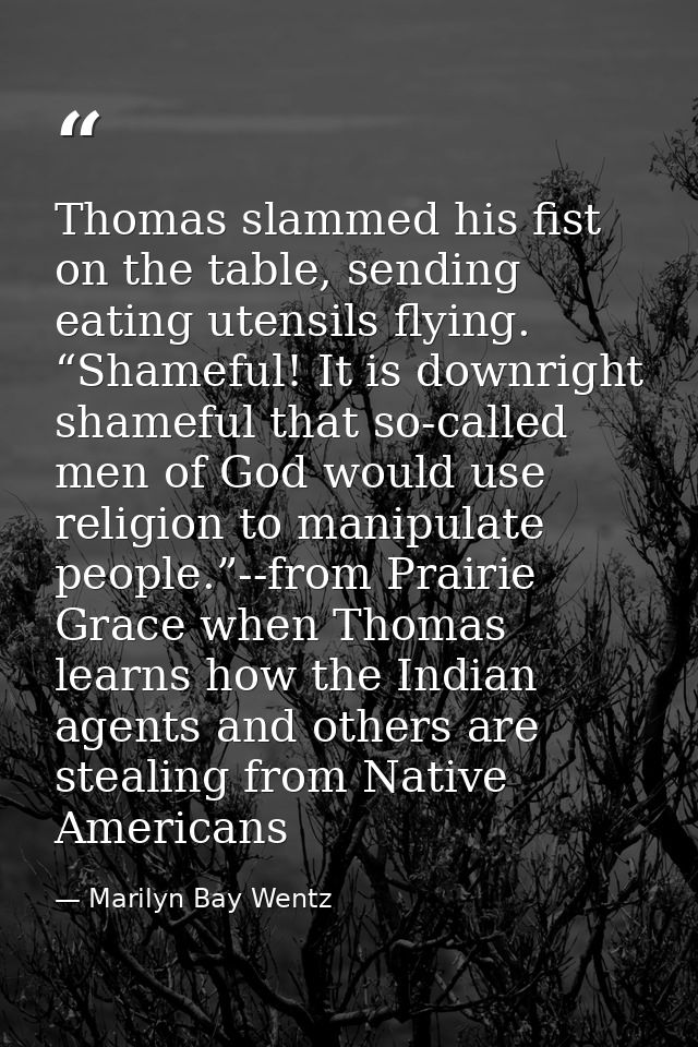 Thomas slammed his fist on the table, sending eating utensils flying. “Shameful! It is downright shameful that so-called — Marilyn Bay Wentz
