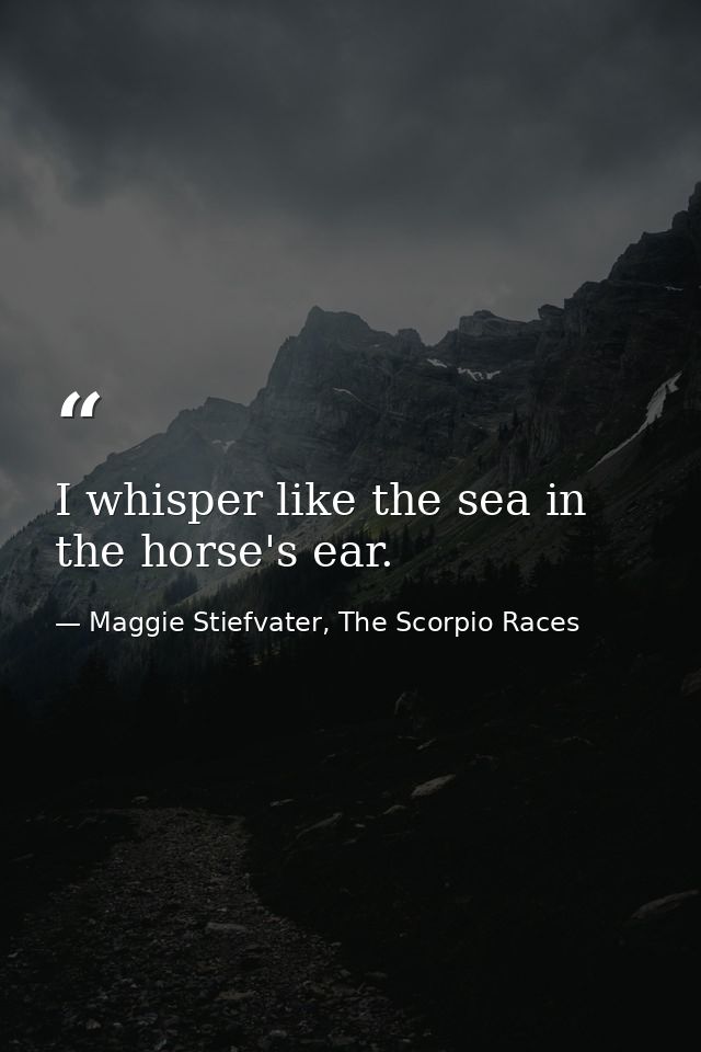 I whisper like the sea in the horse's ear. — Maggie Stiefvater, The Scorpio Races