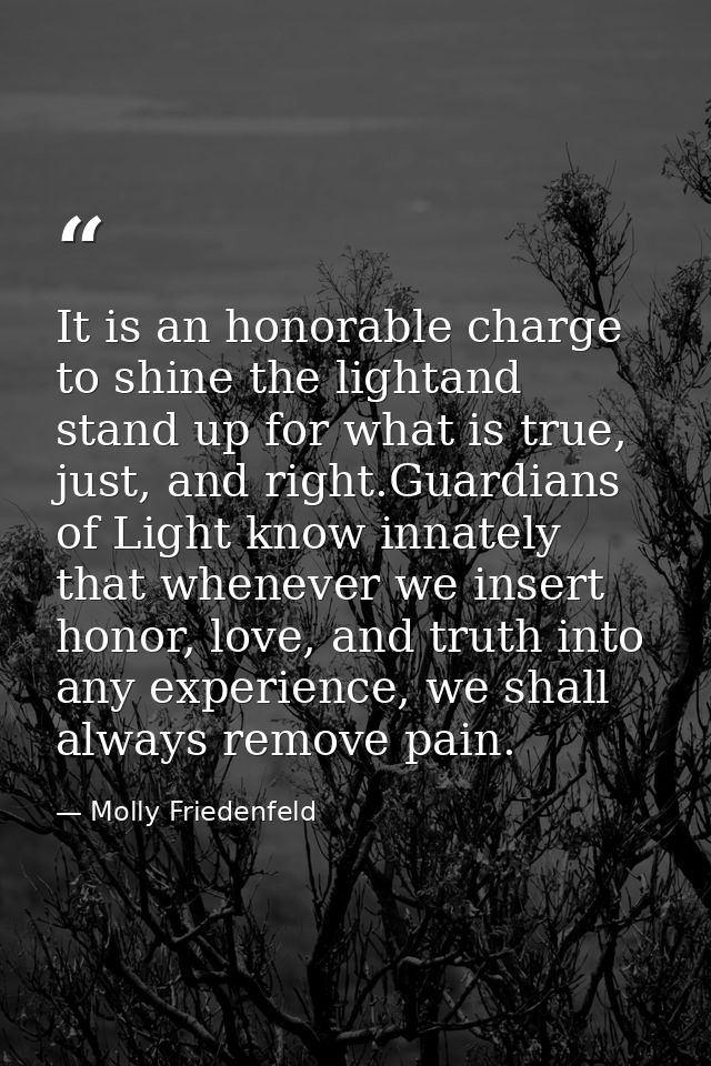 It is an honorable charge to shine the lightand stand up for what is true, just, and right.Guardians of Light know innat — Molly Friedenfeld