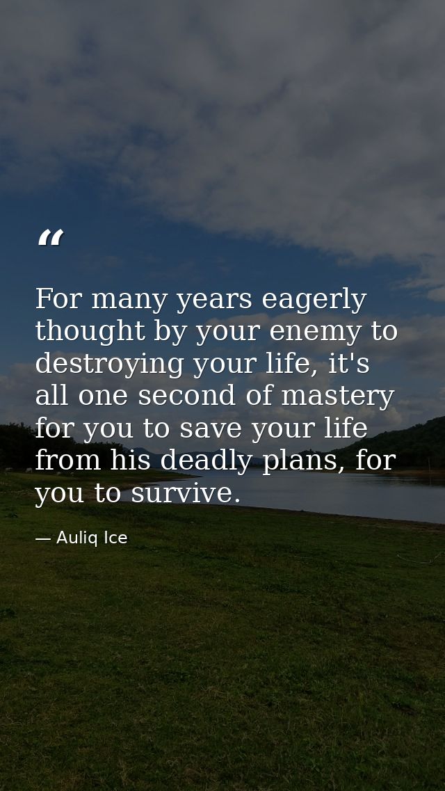 For many years eagerly thought by your enemy to destroying your life, it's all one second of mastery for you to save you — Auliq Ice