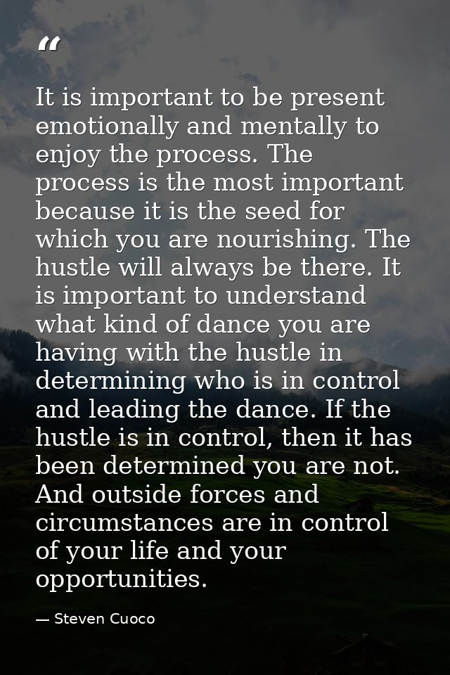 It is important to be present emotionally and mentally to enjoy the process. The process is the most important because i — Steven Cuoco