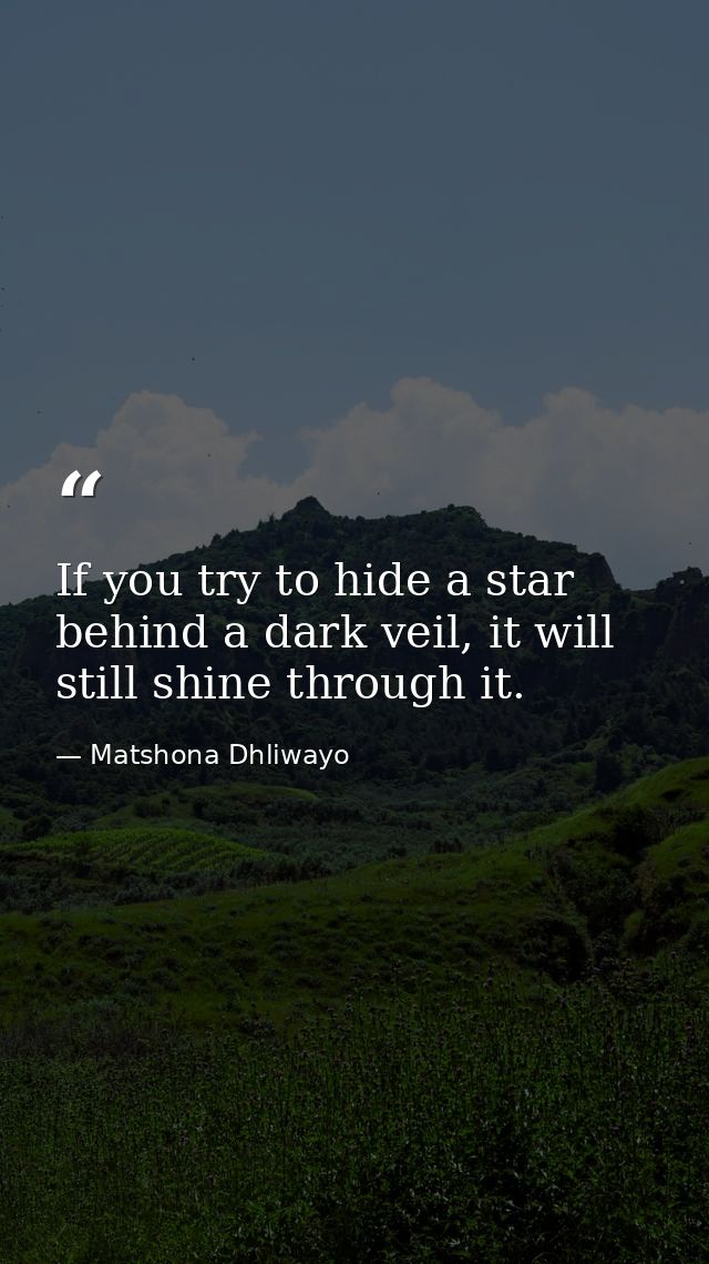If you try to hide a star behind a dark veil, it will still shine through it. — Matshona Dhliwayo