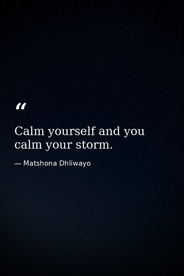 Calm yourself and you calm your storm. — Matshona Dhliwayo