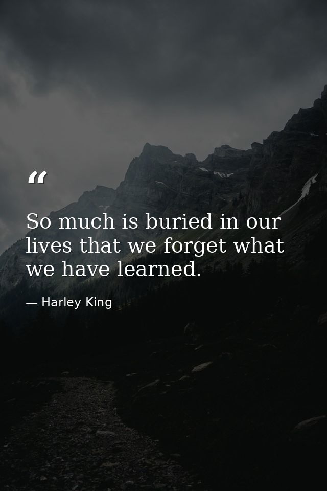 So much is buried in our lives that we forget what we have learned. — Harley King