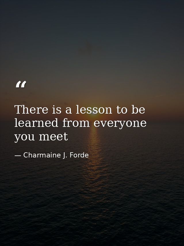 There is a lesson to be learned from everyone you meet — Charmaine J. Forde