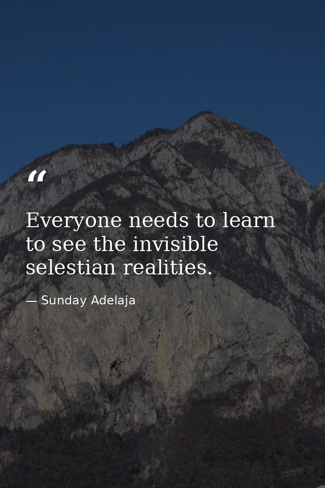Everyone needs to learn to see the invisible selestian realities. — Sunday Adelaja