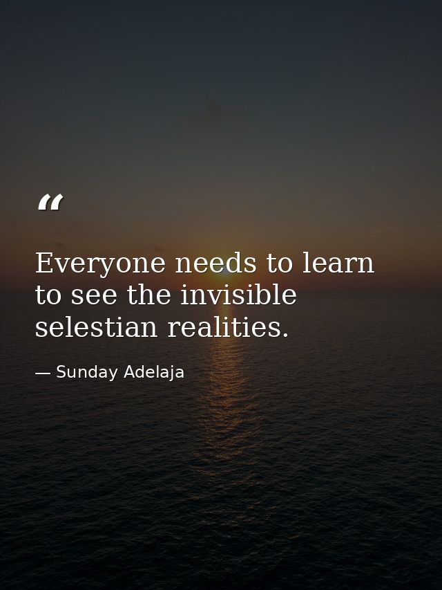 Everyone needs to learn to see the invisible selestian realities. — Sunday Adelaja