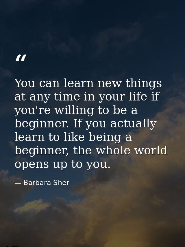 You can learn new things at any time in your life if you're willing to be a beginner. If you actually learn to like bein — Barbara Sher